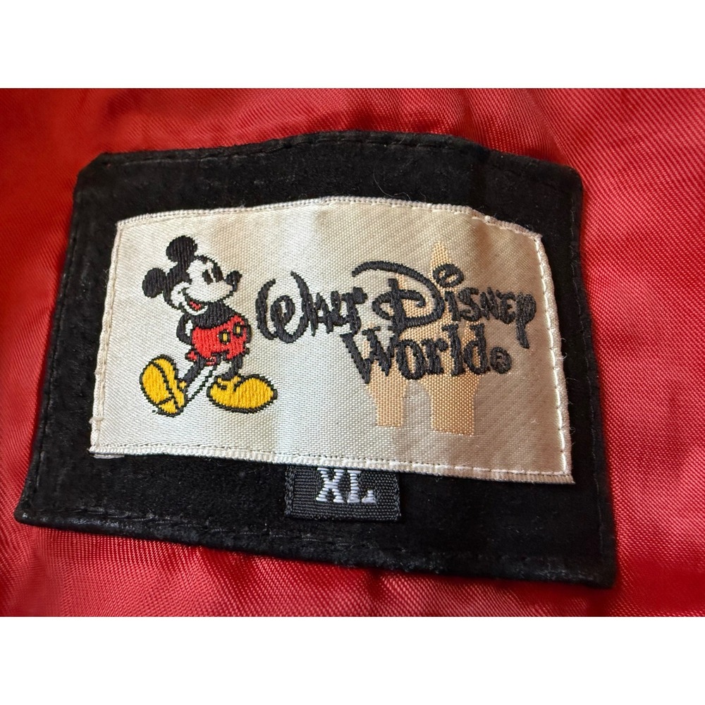 Walt Disney World Mens Suede Varsity Jacket XL Black Vtg Mickey Mouse Millennium - Picture 11 of 11